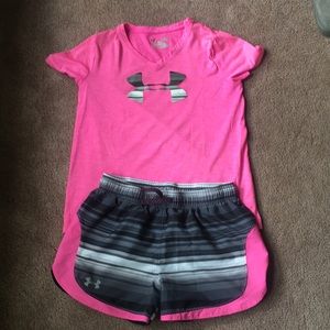 Under Armour athletic shirt and shorts!